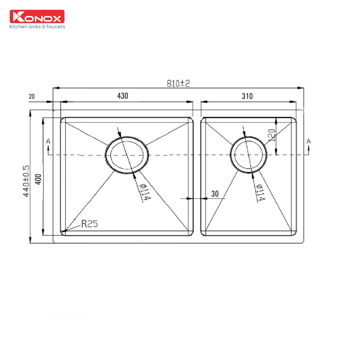 Chậu rửa chén konox