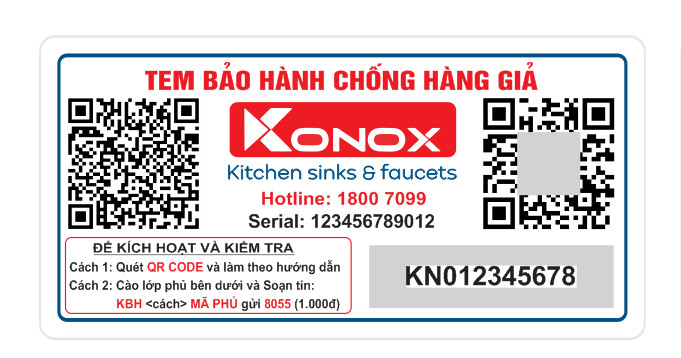 tem bảo hành Konox